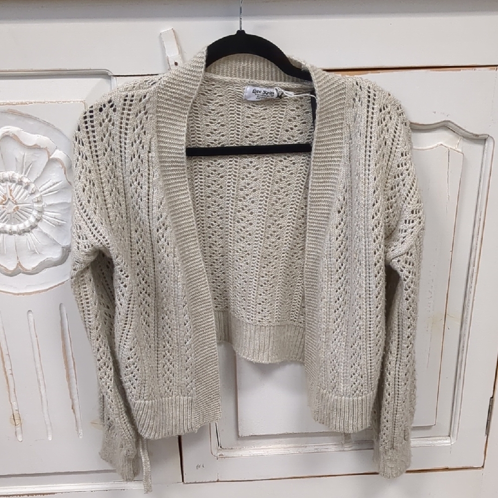 Beige Open-Knit Cardigan